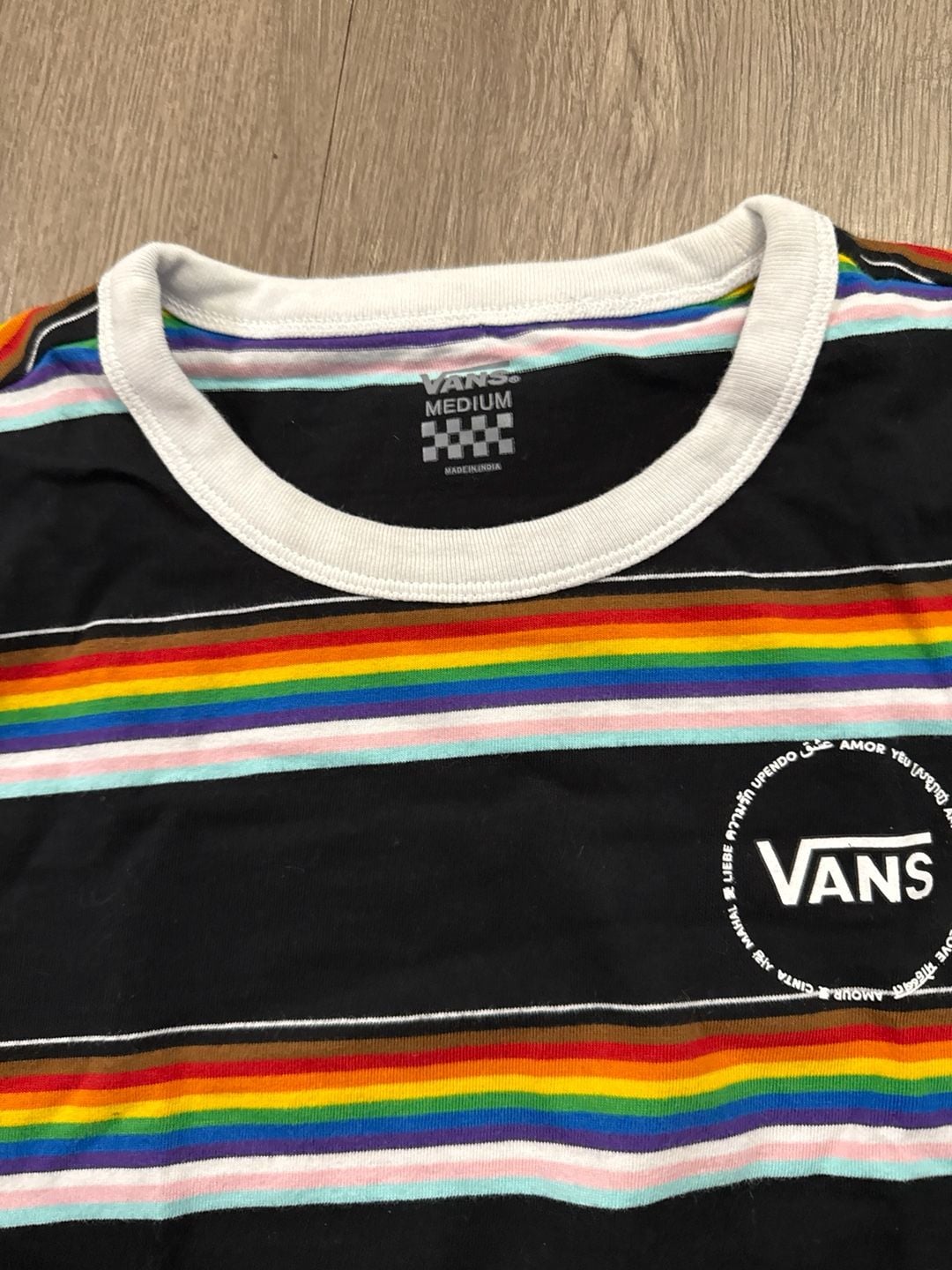 Vans Women's Bergman Multi Rainbow Striped Baby Tee 2