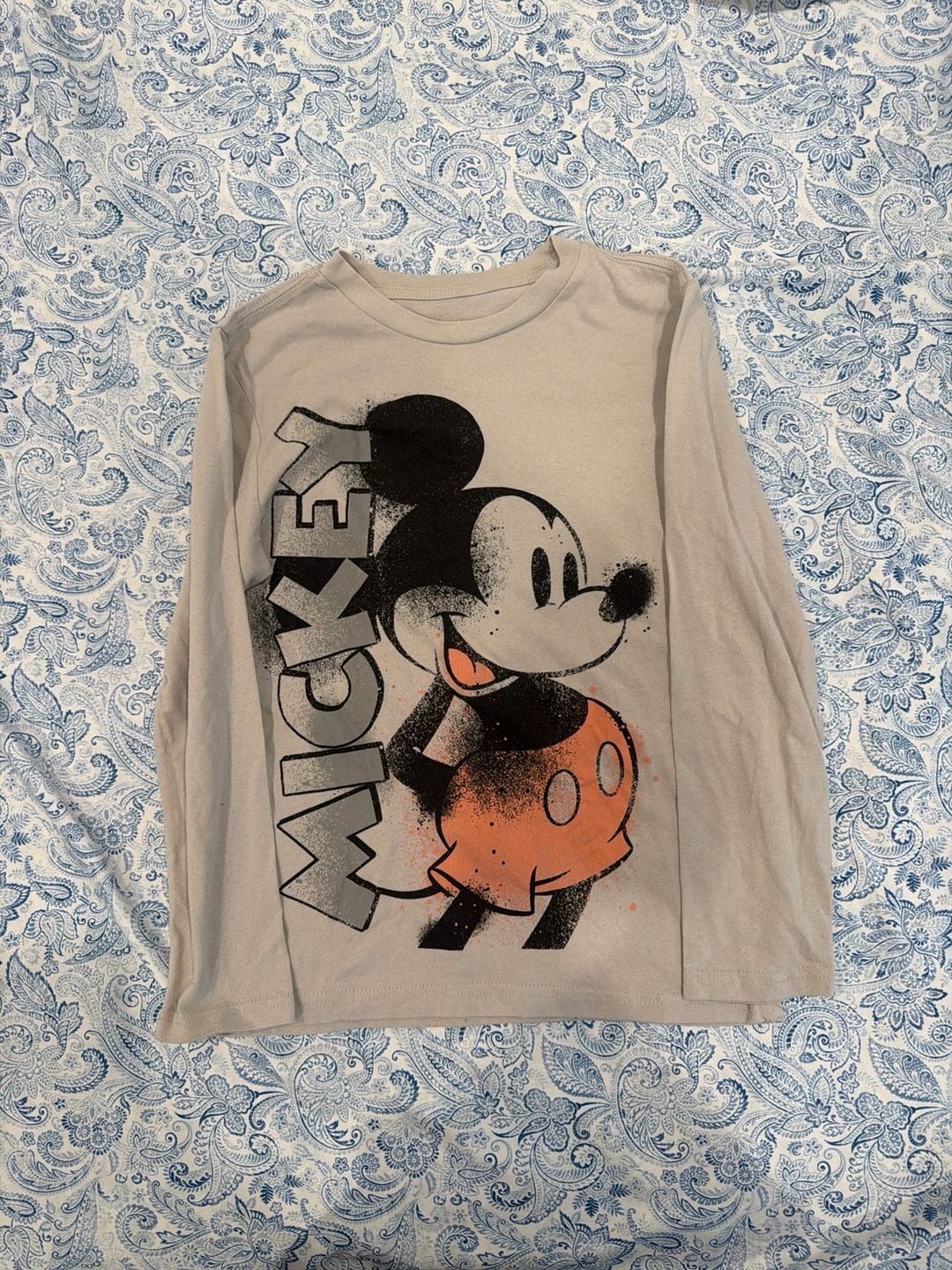 Disney Mickey Shirt Youth Size M Gray Pullover Longsleeves Graphic Prints 1