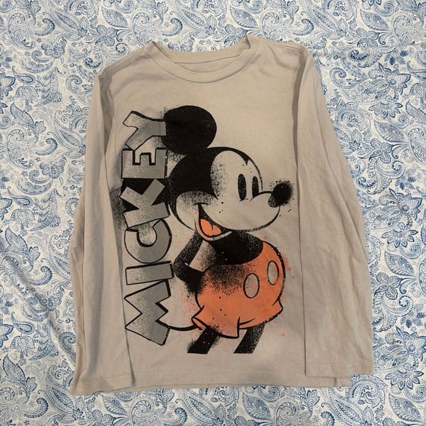 Disney Mickey Shirt Youth Size M Gray Pullover Longsleeves Graphic Prints 