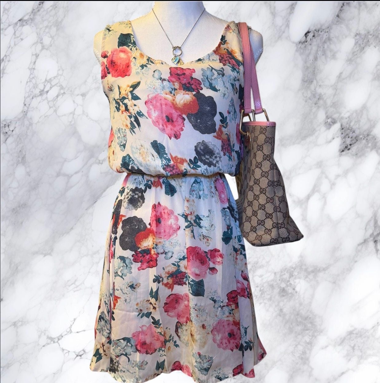 Cherry Dress Floral Fit & Flare Mini Dress Women’s Small Sleeveless Boho Summer 7