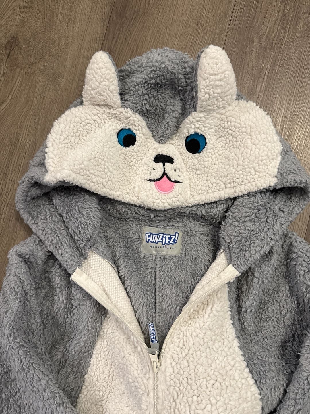 Sherpa Husky Dog One Piece Plush Adult Animal Costume Jumpsuit 3