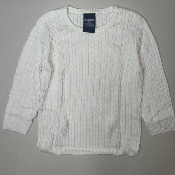 Vintage Ralph Lauren Polo Jeans Co. White Cable Knit Crewneck Sweater Size XL