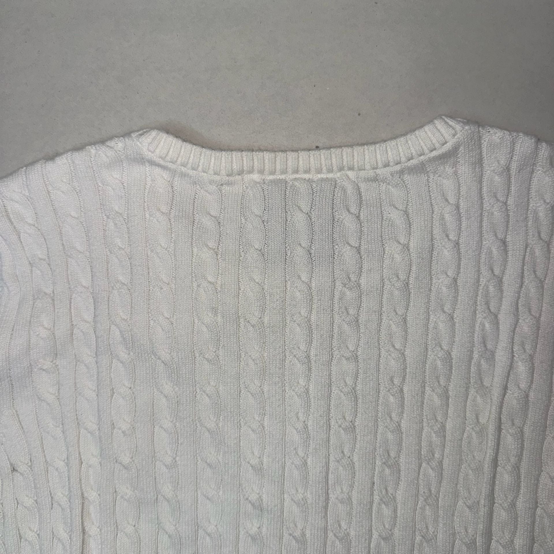 Vintage Ralph Lauren Polo Jeans Co. White Cable Knit Crewneck Sweater Size XL 10