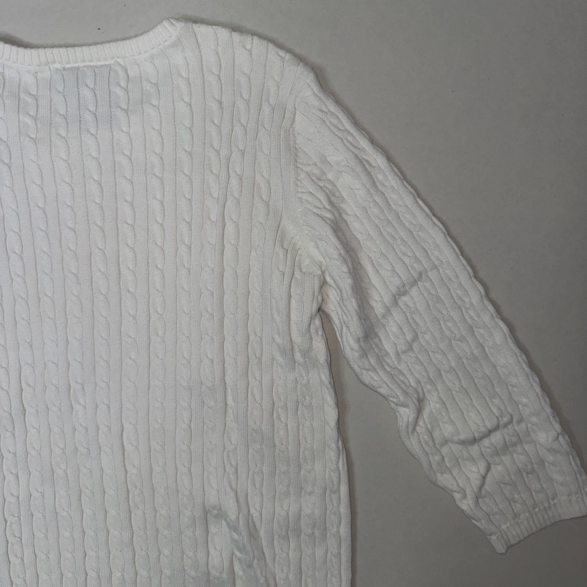 Vintage Ralph Lauren Polo Jeans Co. White Cable Knit Crewneck Sweater Size XL 11