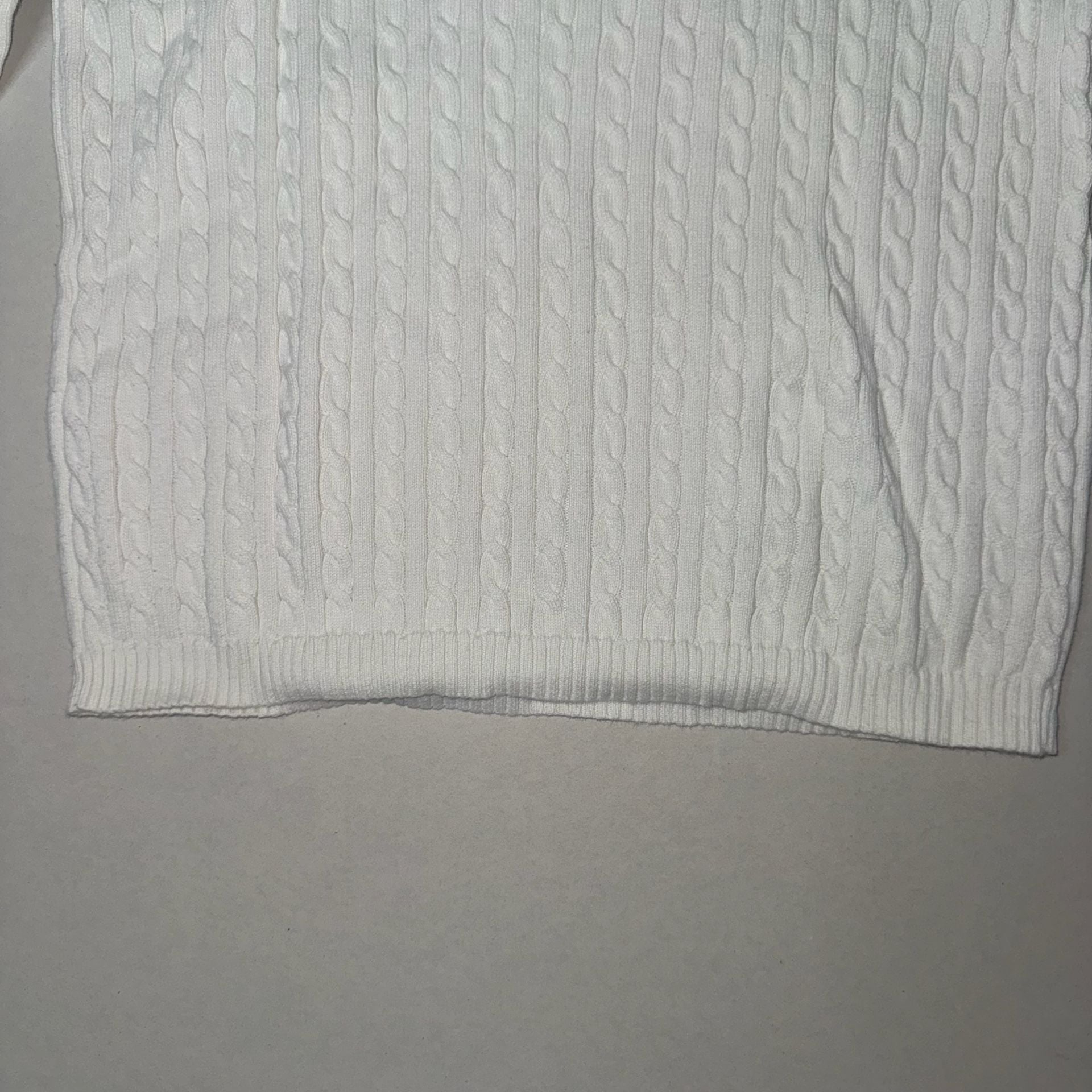 Vintage Ralph Lauren Polo Jeans Co. White Cable Knit Crewneck Sweater Size XL 12