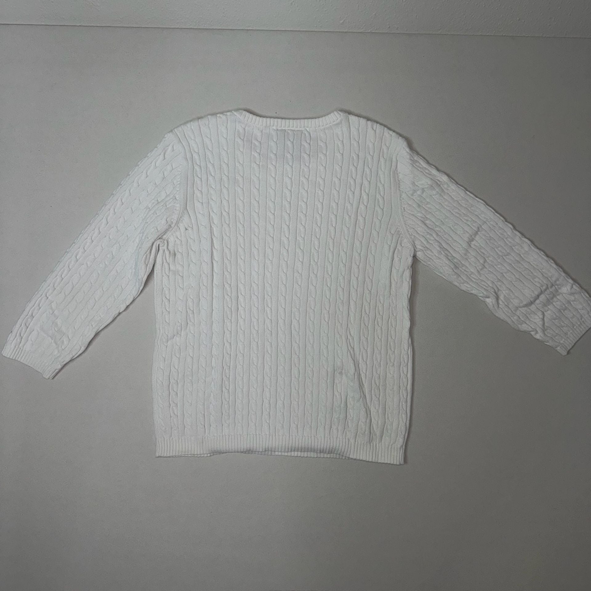 Vintage Ralph Lauren Polo Jeans Co. White Cable Knit Crewneck Sweater Size XL 14