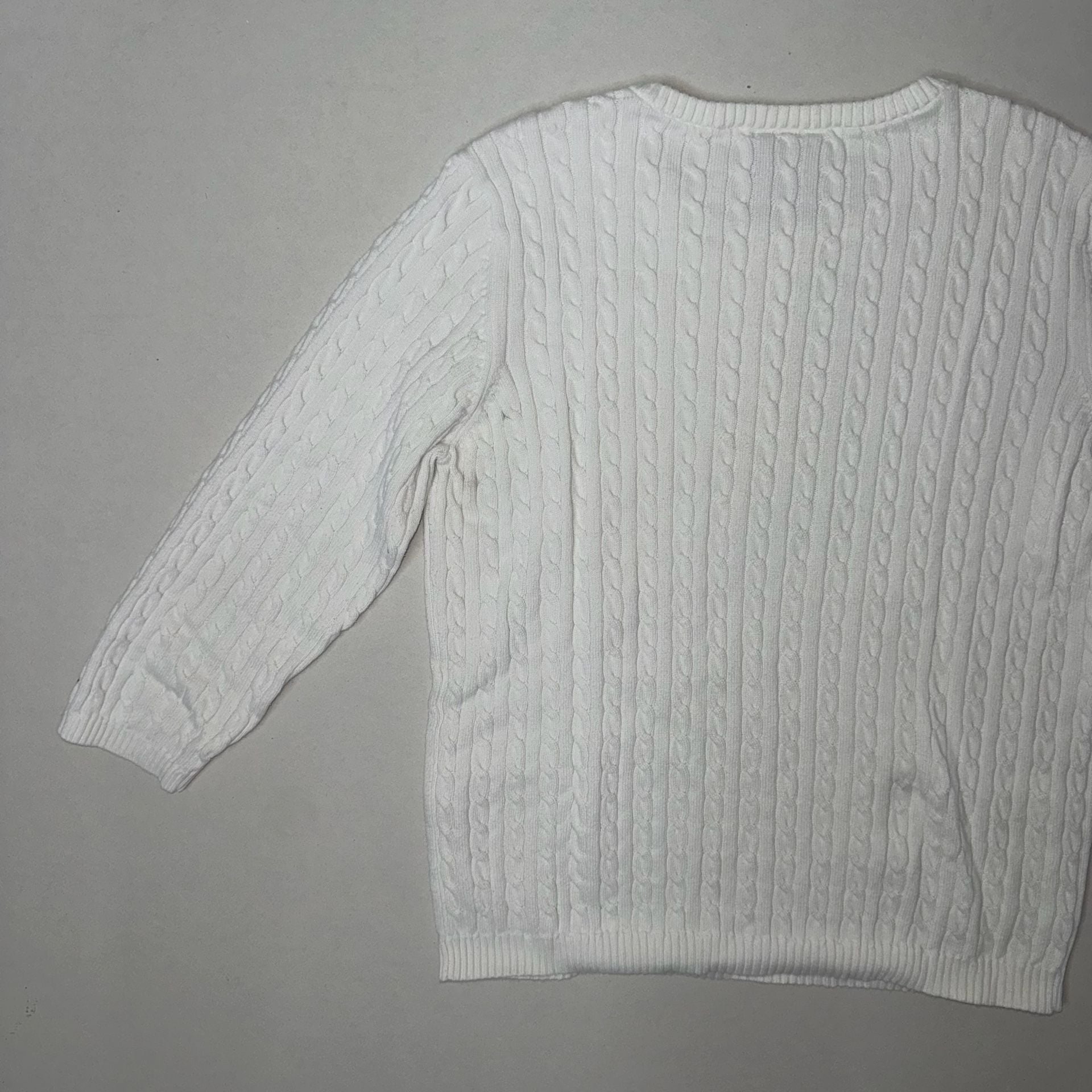Vintage Ralph Lauren Polo Jeans Co. White Cable Knit Crewneck Sweater Size XL 15