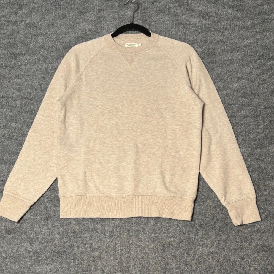 Suitsupply Crewneck Sweatshirt Mens Small Beige Heather Raglan Cotton Pullover 2