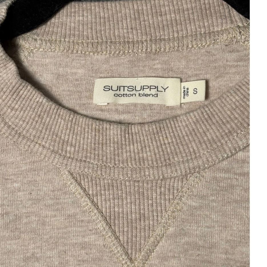 Suitsupply Crewneck Sweatshirt Mens Small Beige Heather Raglan Cotton Pullover 4