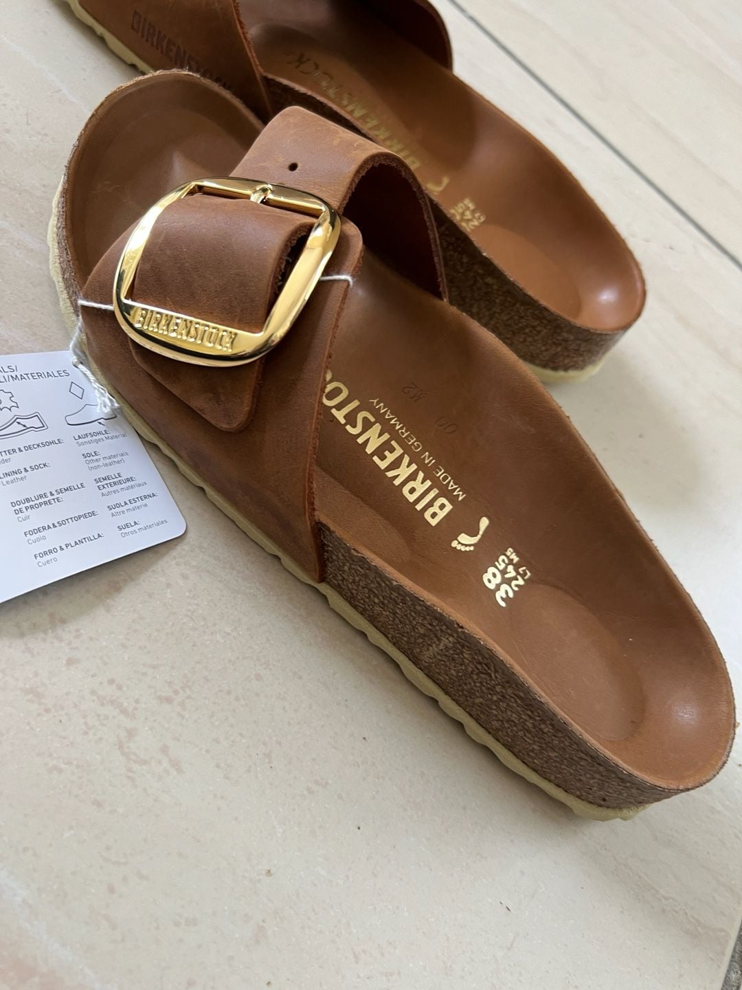 Birkenstock Madrid Big Buckle Sandal in Cognac 5