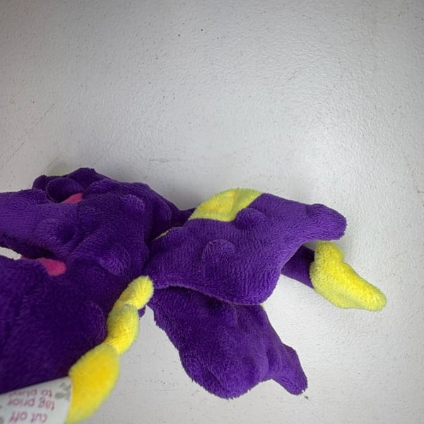goDog Dragons Squeaker Dog Toy Purple Checkered Plush with Chew Guard Technology