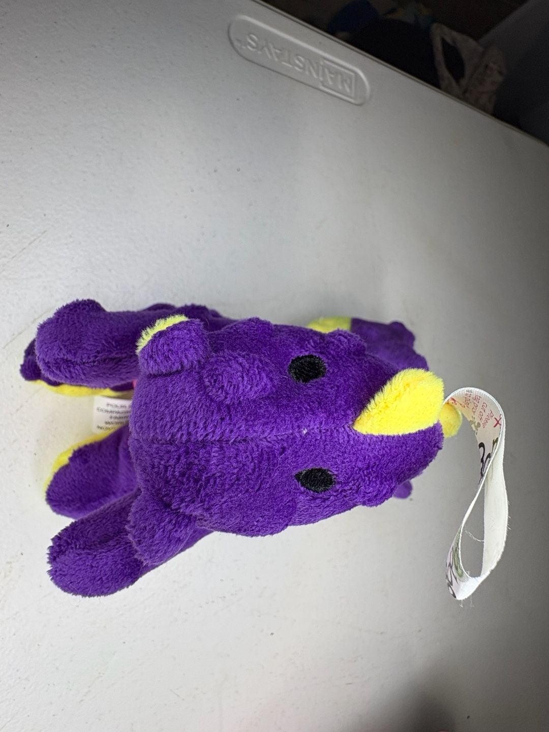 goDog Dragons Squeaker Dog Toy Purple Checkered Plush with Chew Guard Technology 2