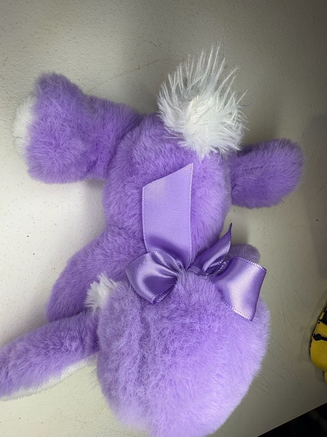 Huggie Toy Purple and White Floppy Bunny Rabbit Plush Stuffed Animal with Bow 1
