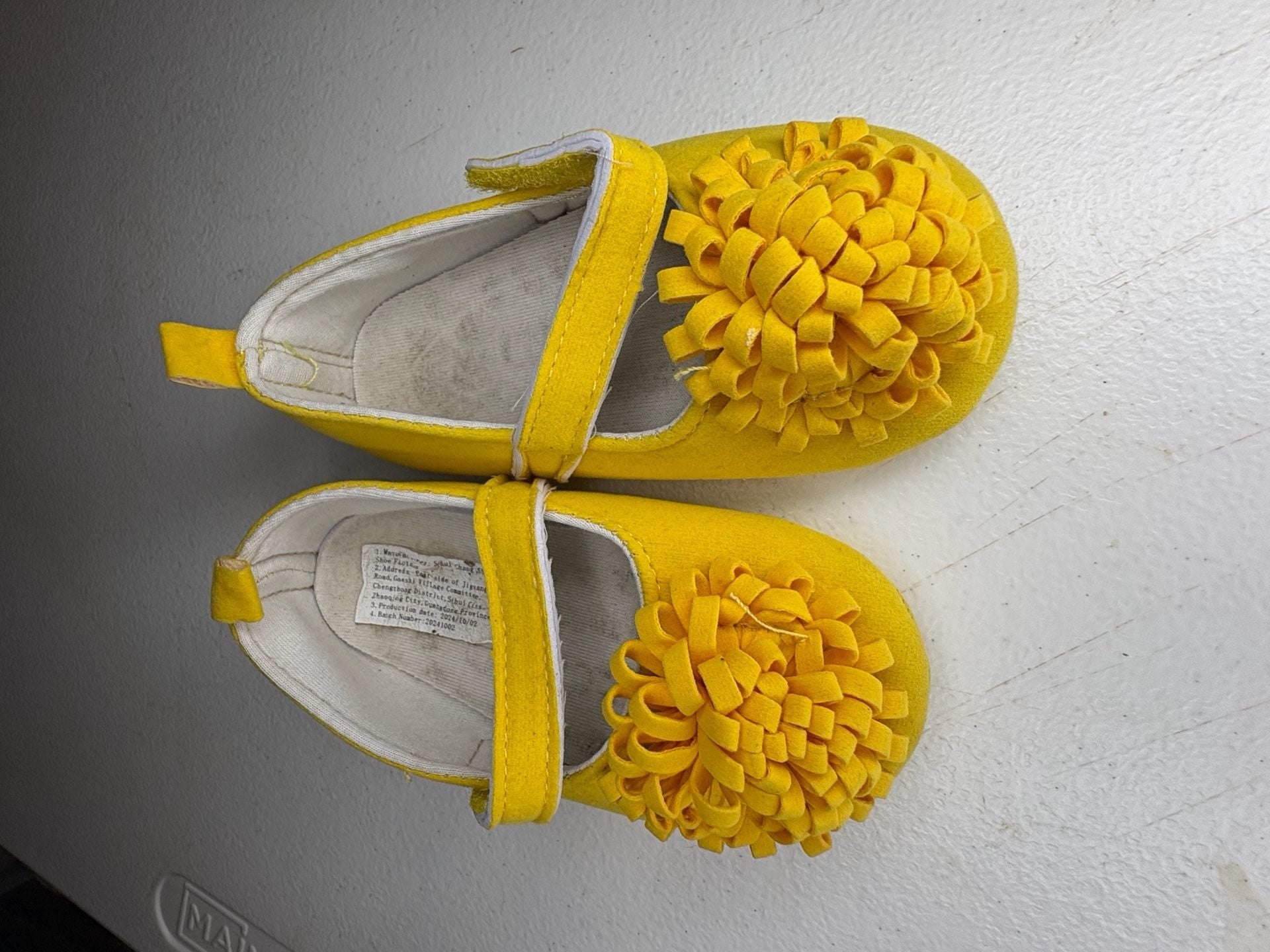 Launch Yellow Lulu Flower Pom Pom Baby Girl Flat Crib Shoes 4