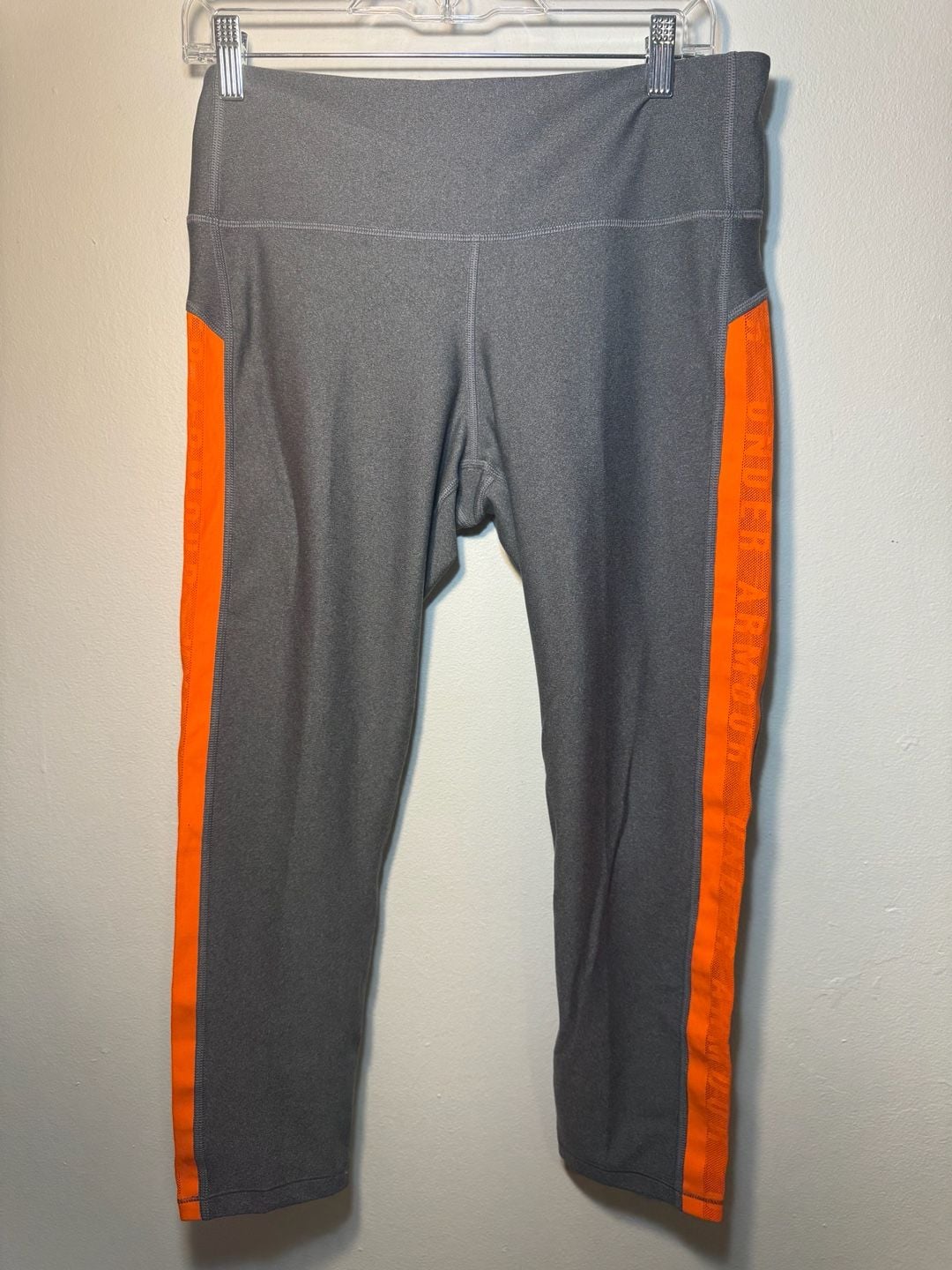 Under Armour HeatGear Women's Compression Ankle Crop Leggings Gray/Orange XL 3
