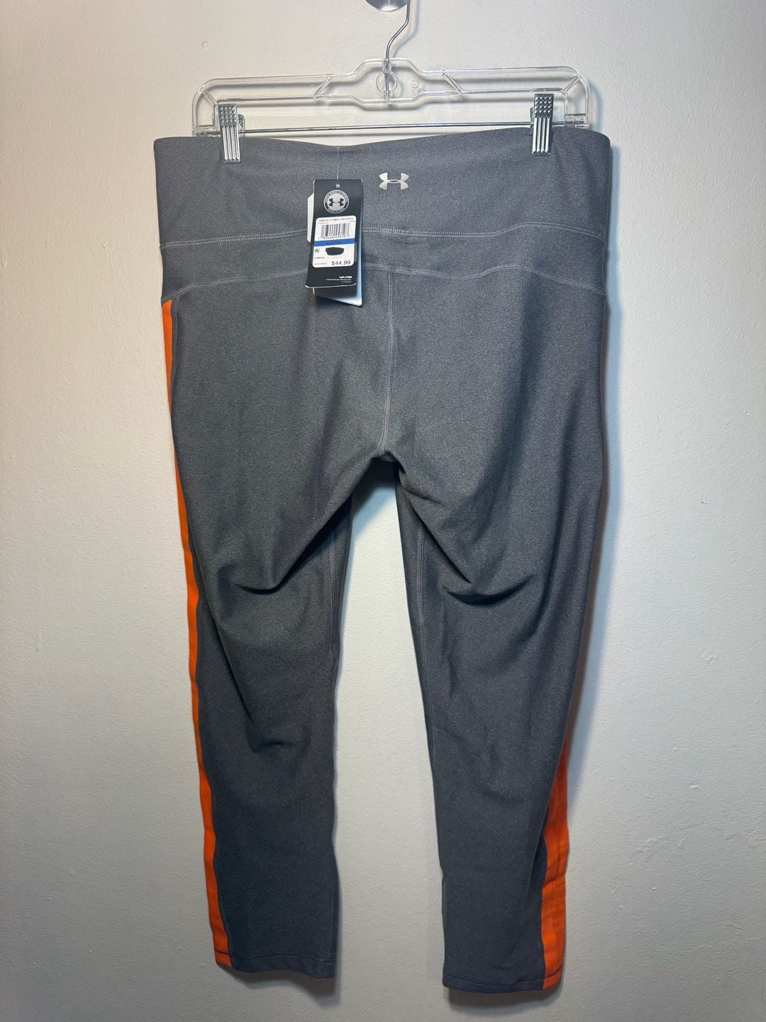 Under Armour HeatGear Women's Compression Ankle Crop Leggings Gray/Orange XL 4