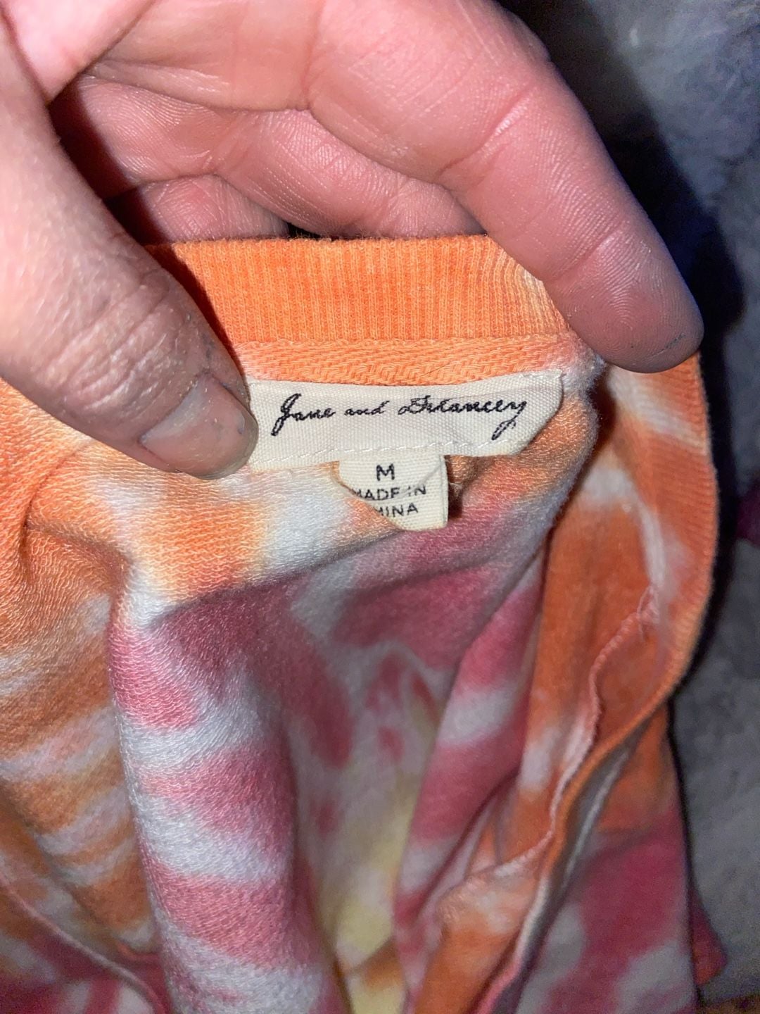 Jane and Delancey Orange and Pink Tie-Dye Cap Sleeve Drawstring Hem Sweatshirt 3