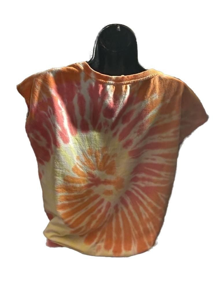 Jane and Delancey Orange and Pink Tie-Dye Cap Sleeve Drawstring Hem Sweatshirt 4
