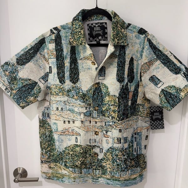 Rebel Vengeance Gustav Klimt Kirche in Cassone Tapestry Woven Shirt