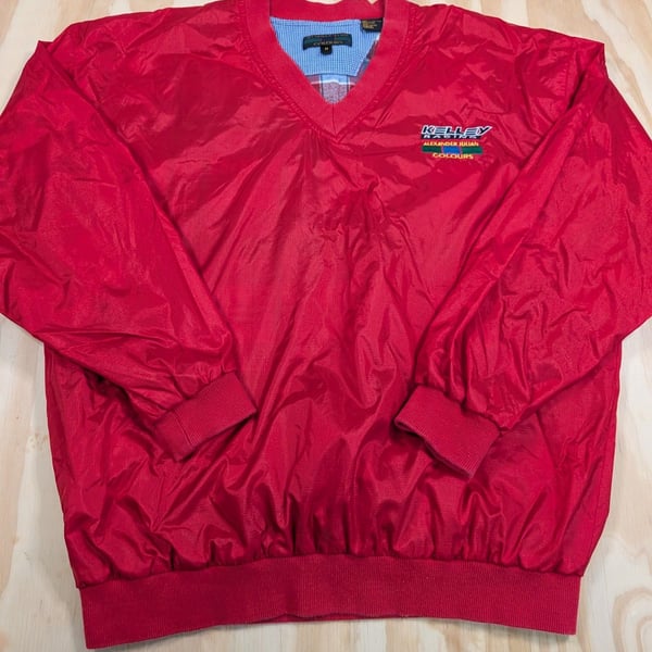 Vintage Alexander Julian Colours Kelley Racing Red V-Neck Pullover Windbreaker