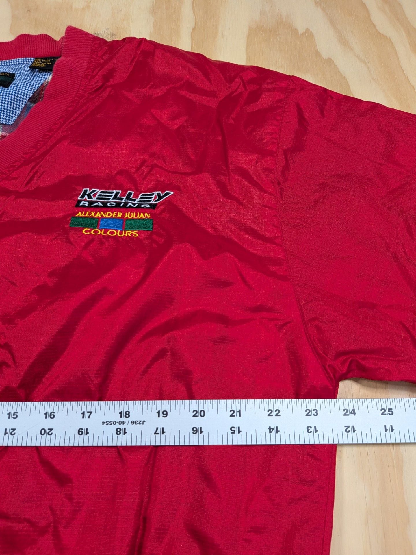 Vintage Alexander Julian Colours Kelley Racing Red V-Neck Pullover Windbreaker 7