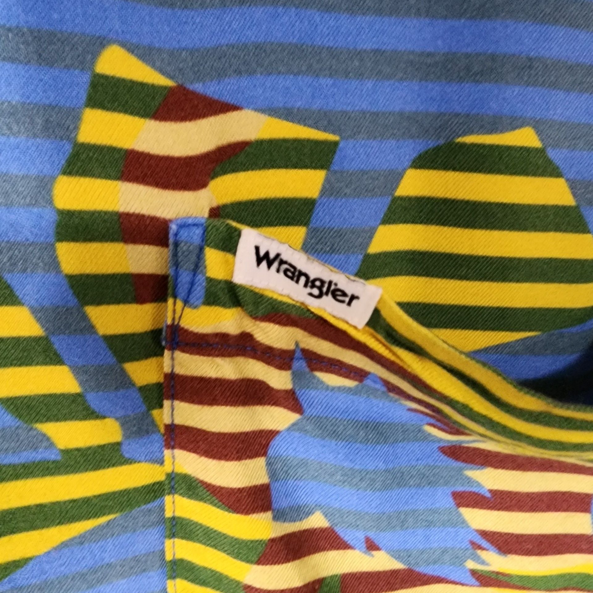 Wrangler Men's XXL Striped Horse Graphic Short Sleeve Viscose Button Up Shirt 5
