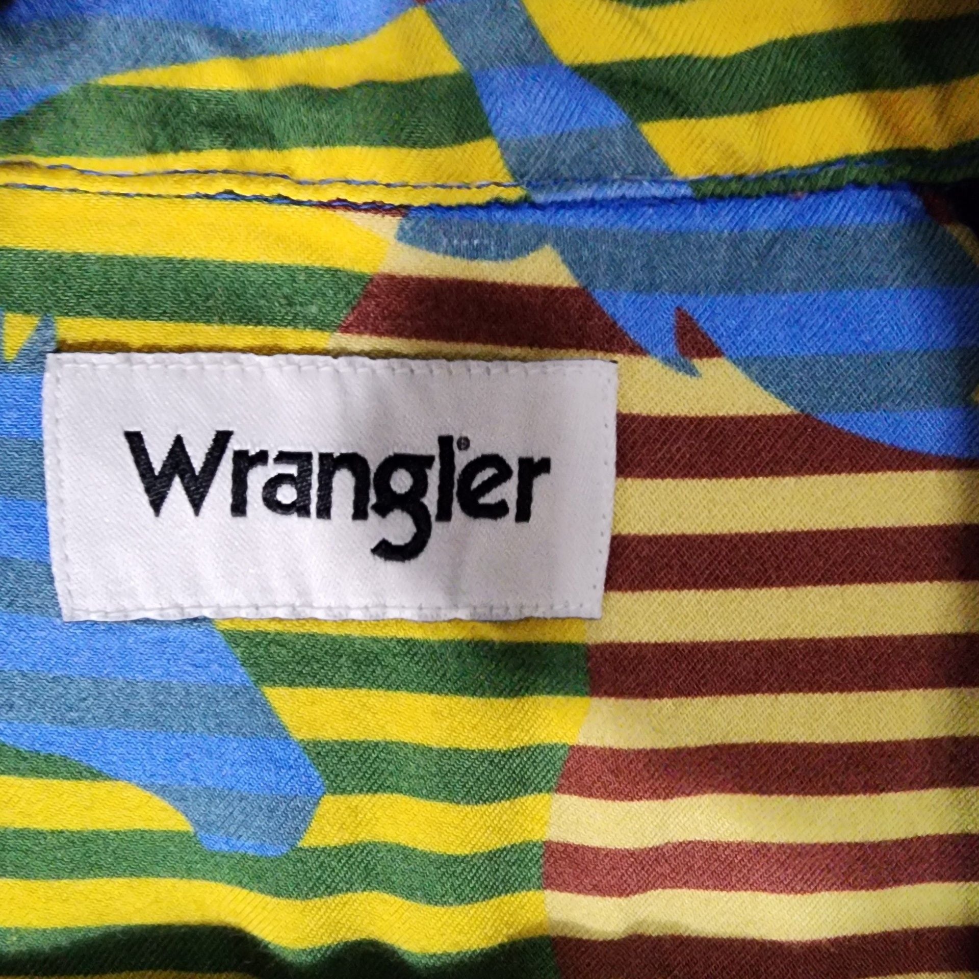 Wrangler Men's XXL Striped Horse Graphic Short Sleeve Viscose Button Up Shirt 6