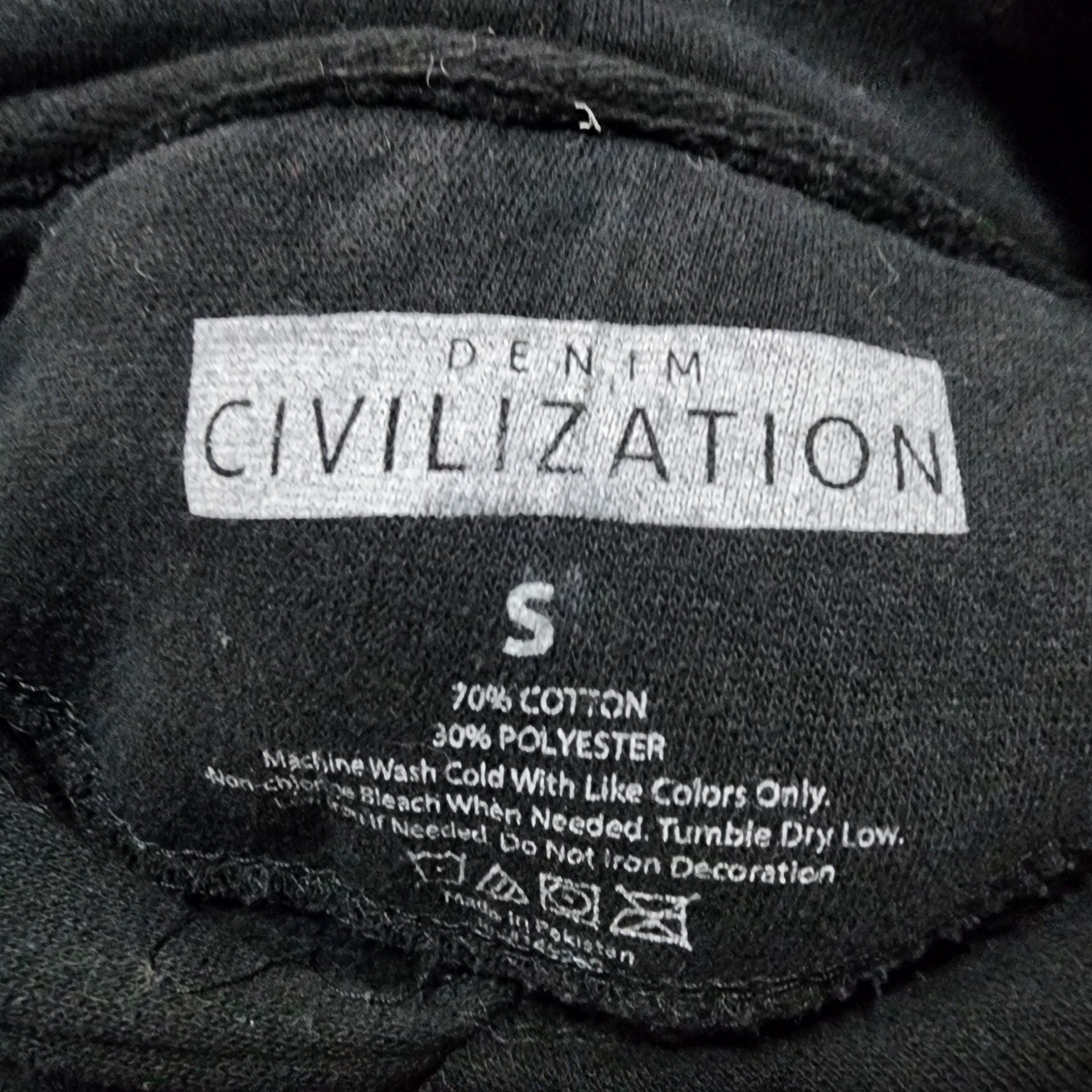 Denim Civilization Black Hoodie with Melting Triple Smiley Face Embroidery 6