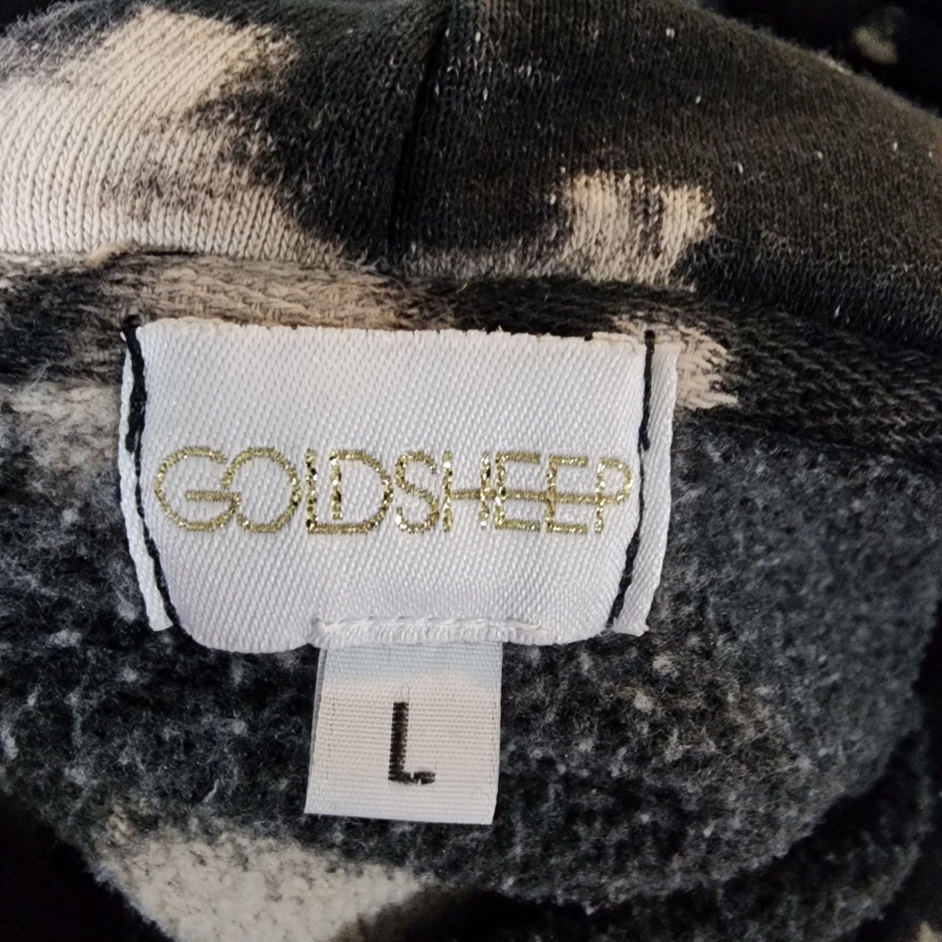 GOLDSHEEP Black and White Bleach Splatter Tie Dye Pullover Hoodie Size Large 7