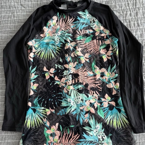 Rip Curl Women's Long Sleeve Floral Rash Guard with Ladder Back Detail