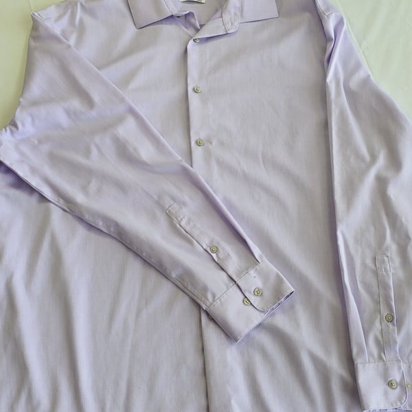 Calvin Klein Steel+ Regular Fit Herringbone Dress Shirt Purple 18 34/35 2XL