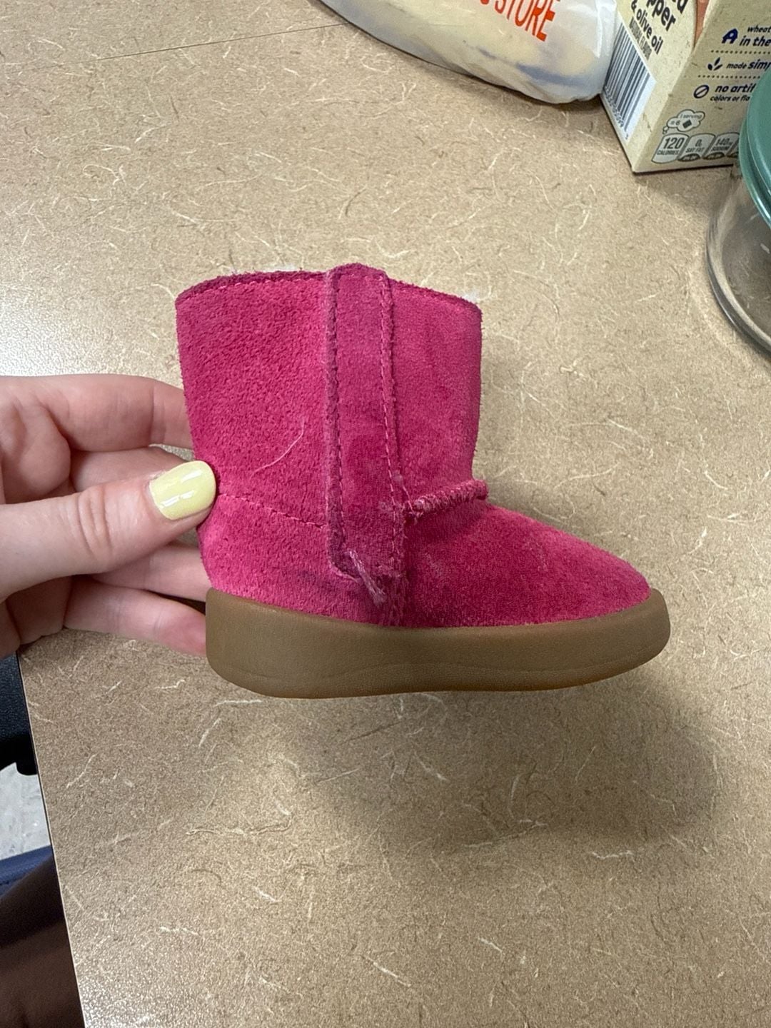 UGG Keelan Baby Girl Pink Suede Fur Lined Boots Size 0/1 3