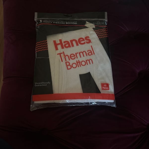 Vintage 90s Hanes Men's Thermal Bottom Waffle Knit Long Johns Size XL