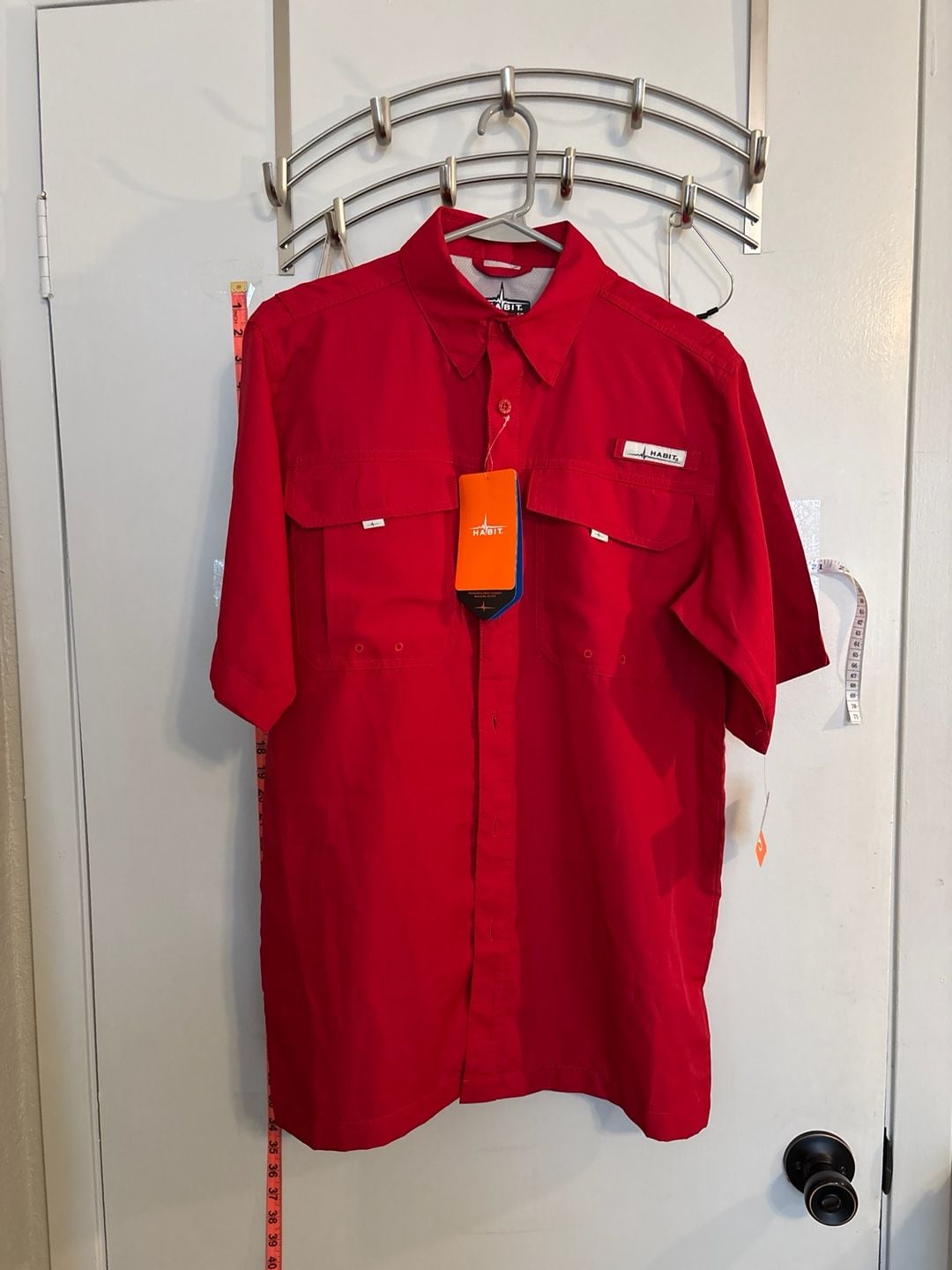 Habit Men's Red Short Sleeve Vented Fishing Shirt UPF 40+ NWT 2