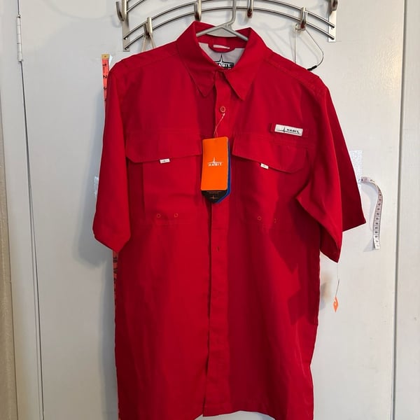Habit Men's Red Short Sleeve Vented Fishing Shirt UPF 40+ NWT