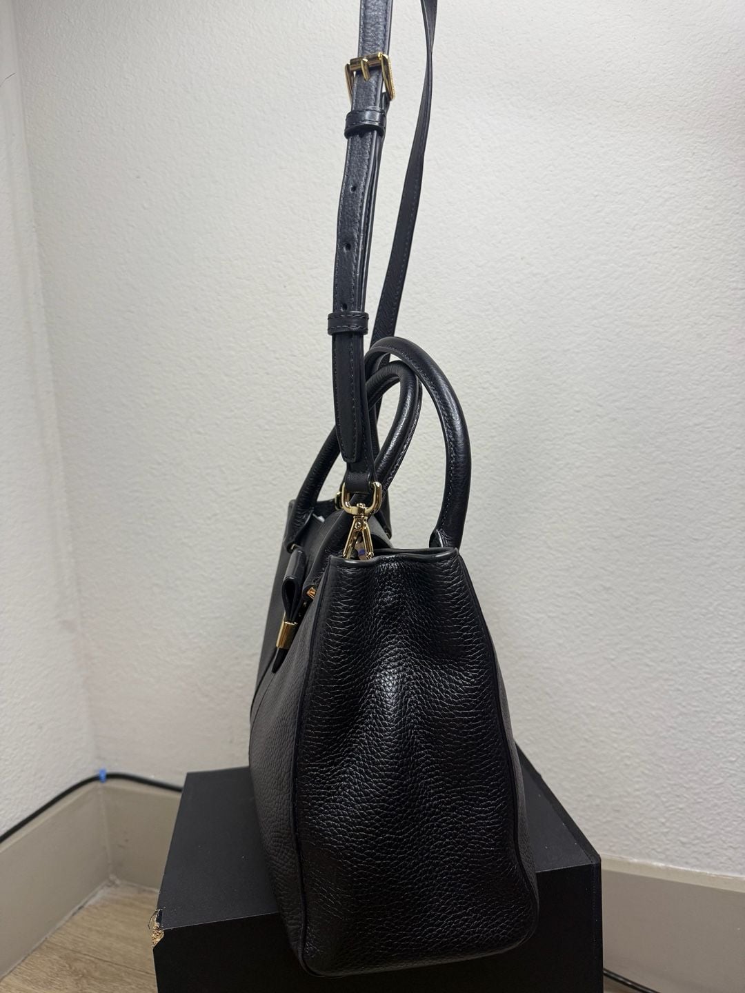 Michael Kors Black Pebbled Leather Small Satchel Crossbody Bag 4