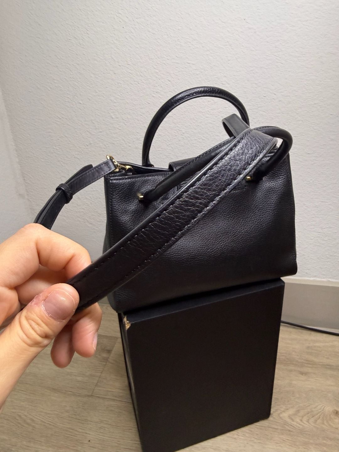 Michael Kors Black Pebbled Leather Small Satchel Crossbody Bag 8