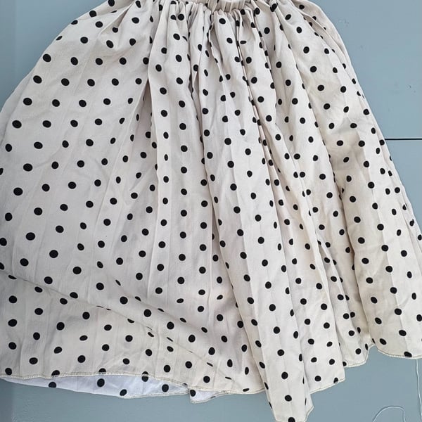 SHEIN Beige Polka Dot Elastic High Waist A-Line Midi Skirt
