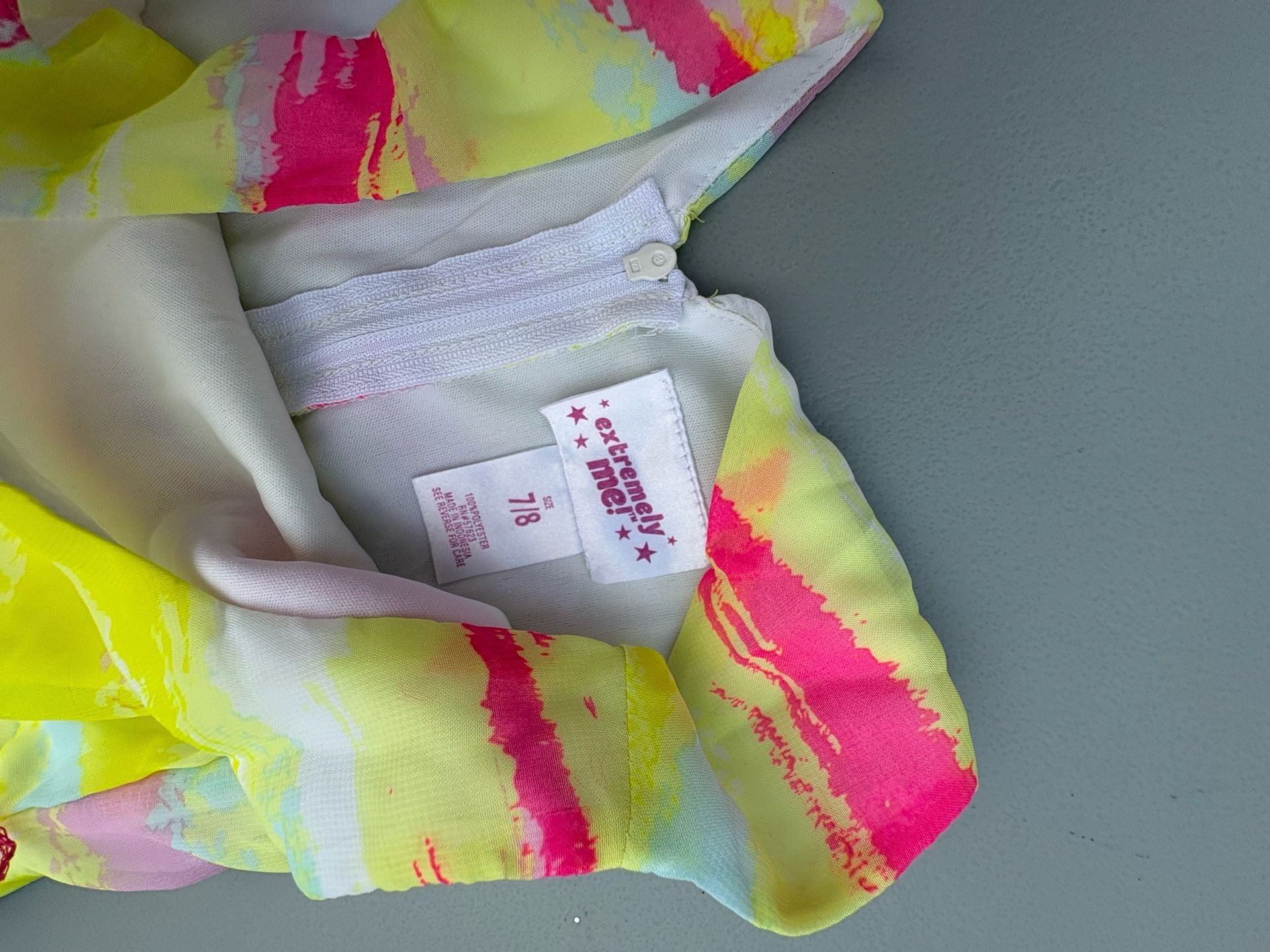 Extremely Me! Girls Neon Pastel Abstract Stripe Skater Dress Size 7/8 3