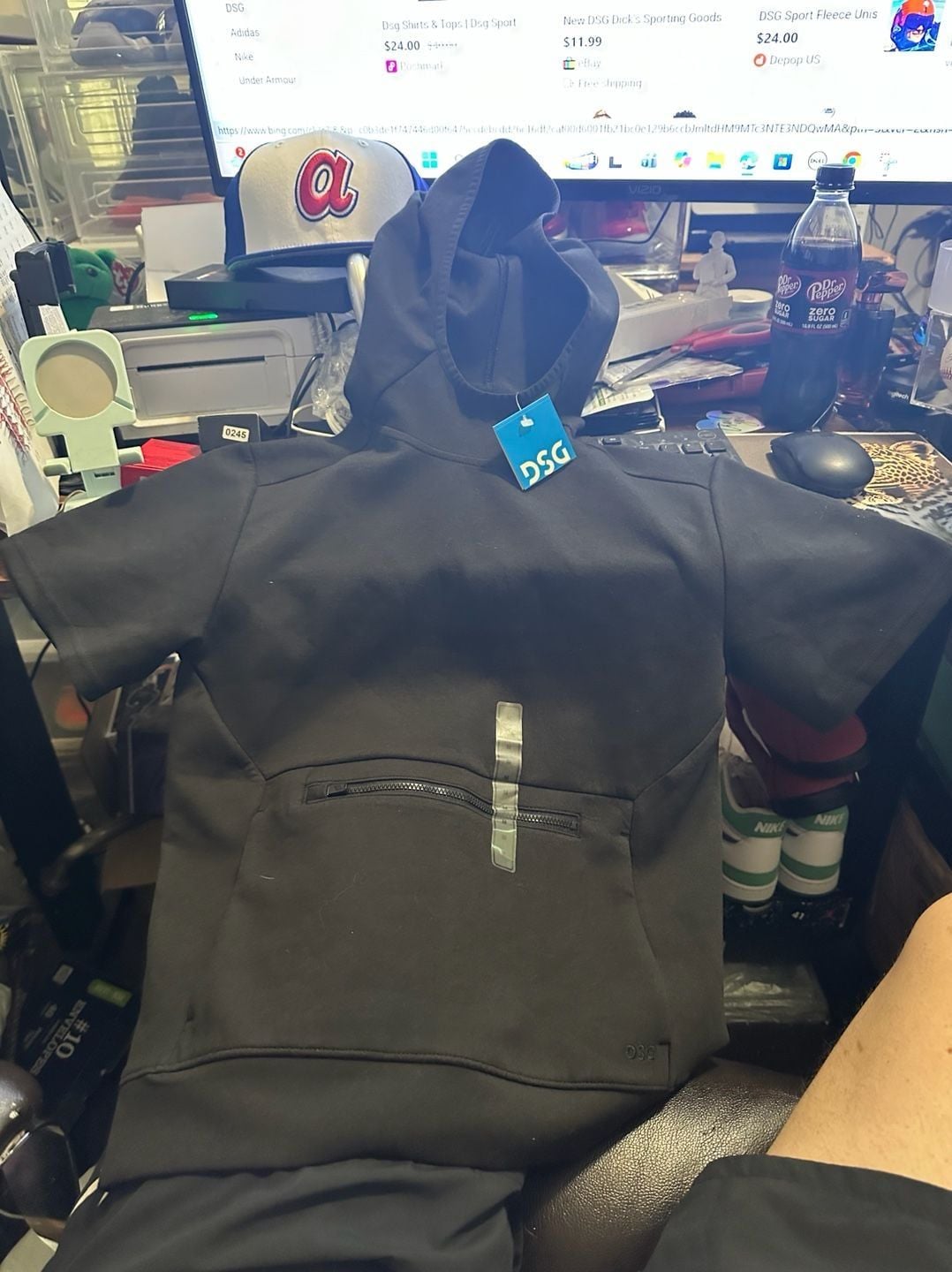 DSG Boys' Sport Fleece Short Sleeve Pullover Hoodie - Pure Black 2