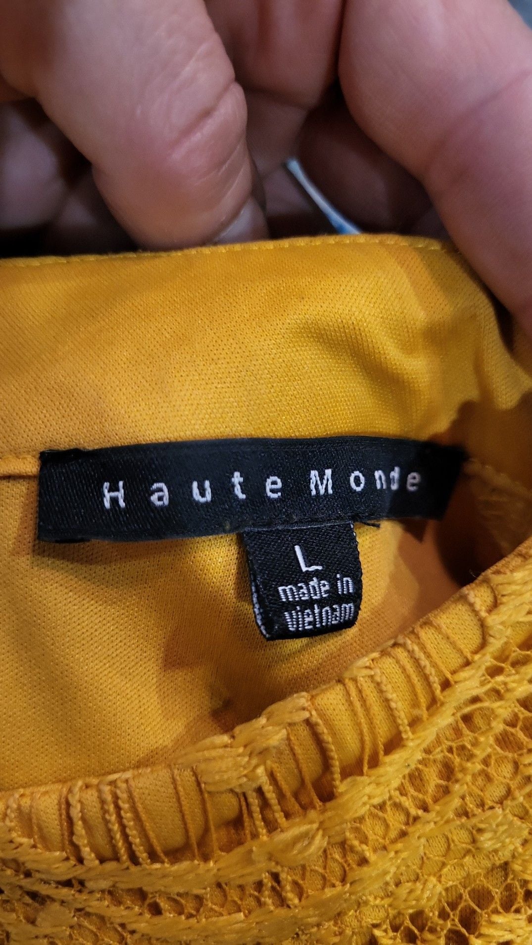 Haute Monde Mustard Yellow Sleeveless High Neck Lace Top, L 4