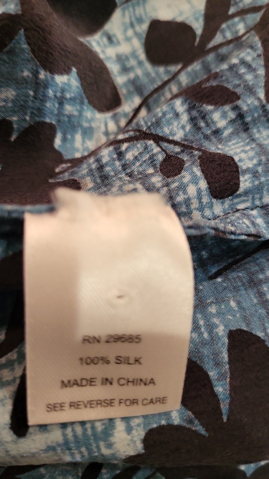 Vintage Pendleton Women's Size 14 Blue Floral 100% Silk Ruffle Front Short Sleeve Blouse 5