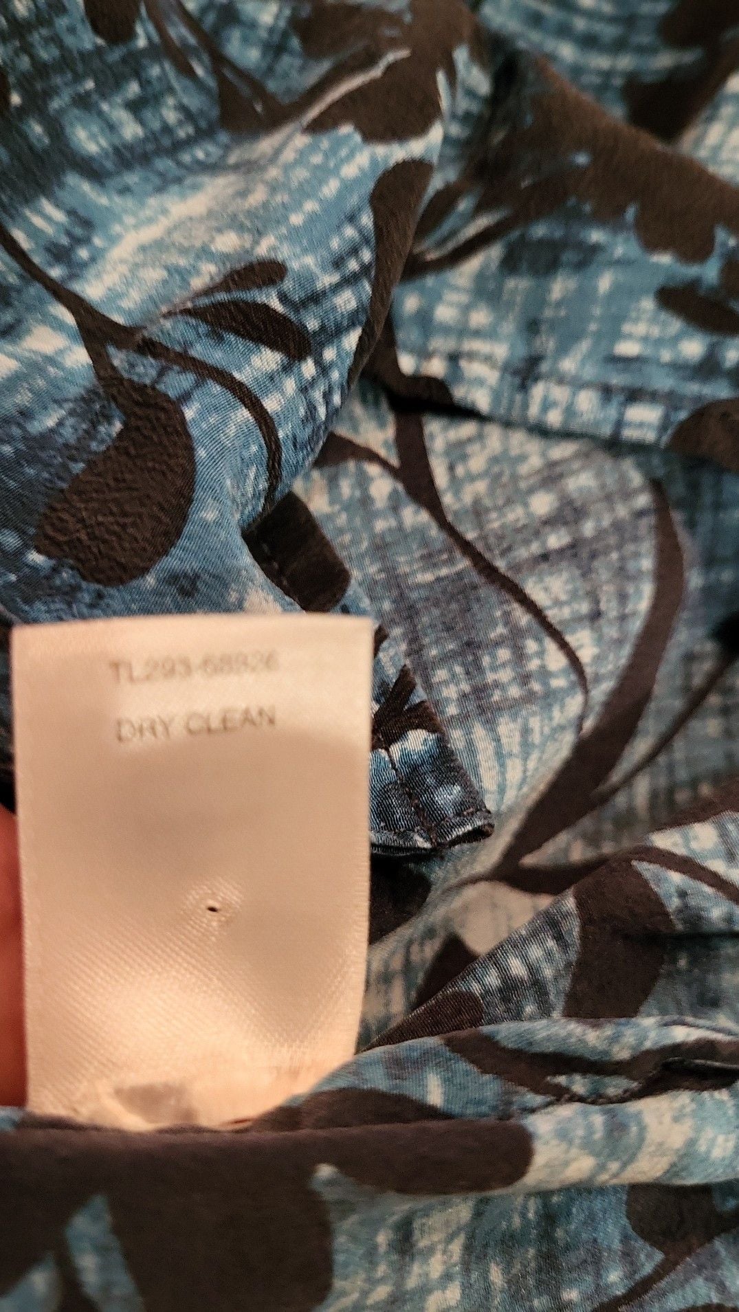 Vintage Pendleton Women's Size 14 Blue Floral 100% Silk Ruffle Front Short Sleeve Blouse 6