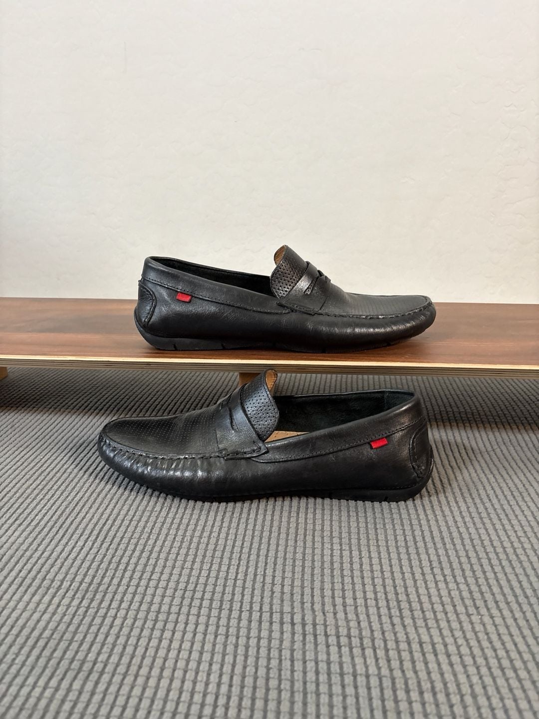 Marc Joseph New York Black Leather Perforated Driving Loafers - 10.5 7