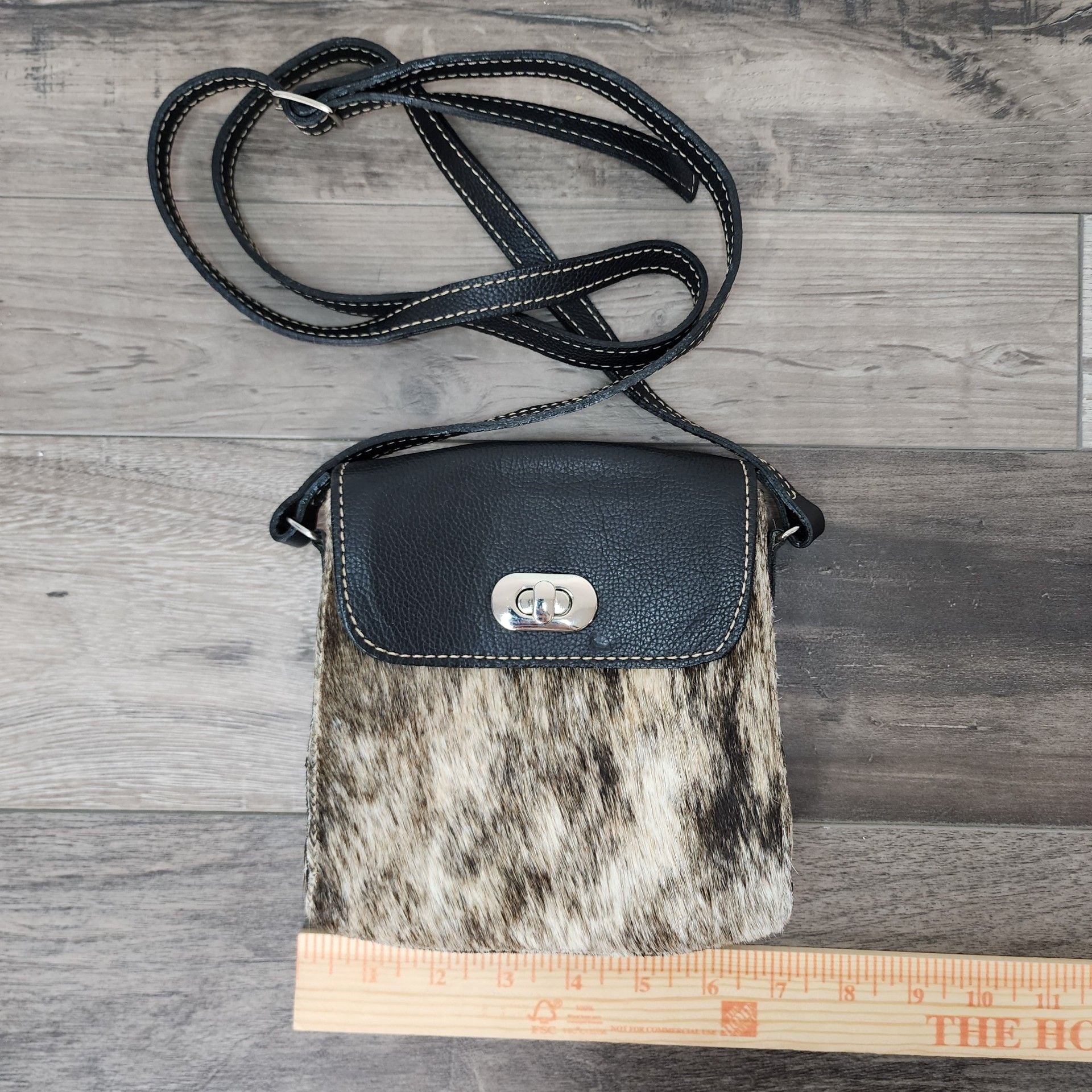Small Brown and White Cowhide Hair-on-Hide Crossbody Purse 3