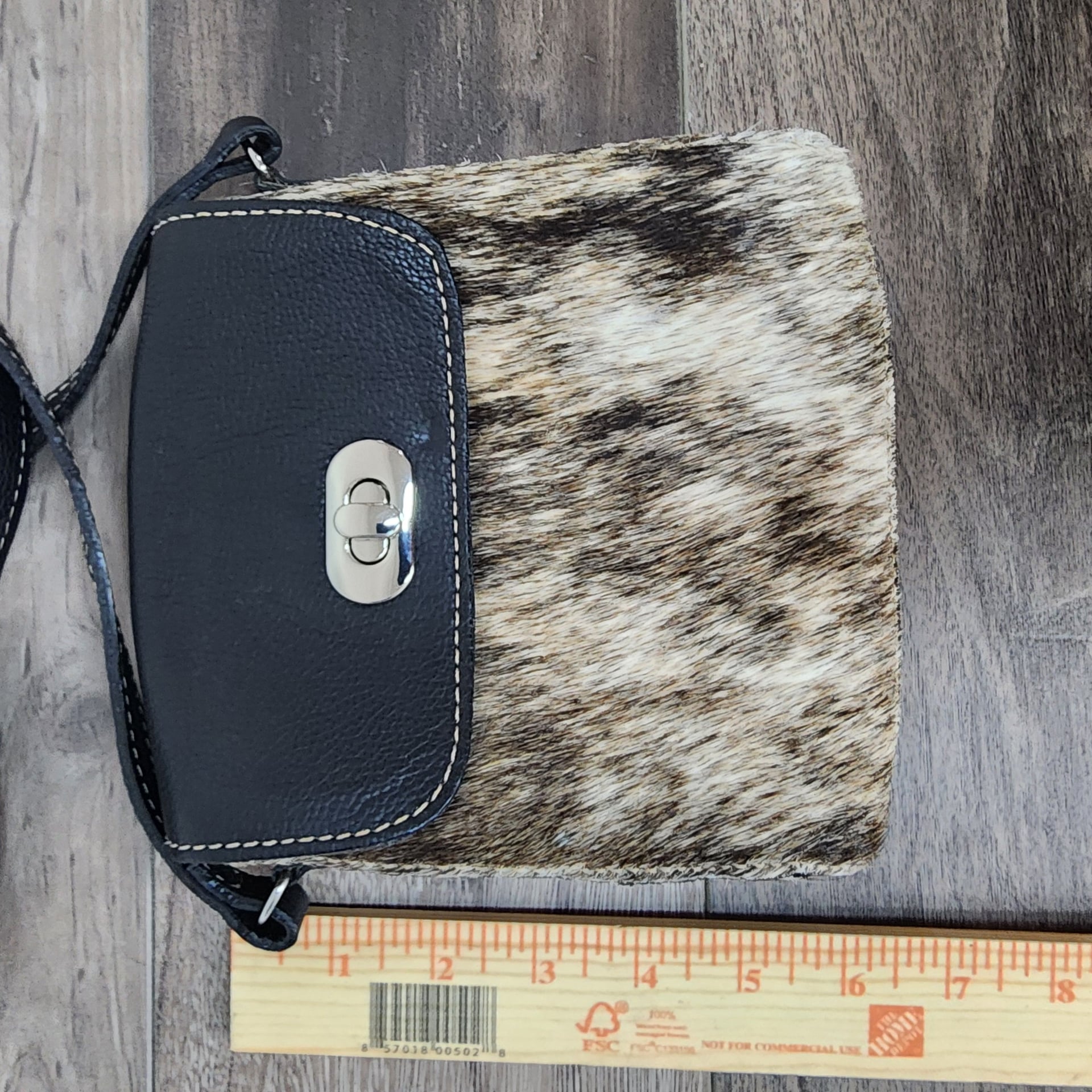 Small Brown and White Cowhide Hair-on-Hide Crossbody Purse 5