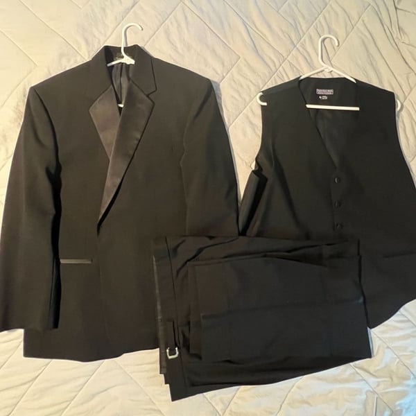 Jean Yves Paris 3-Piece Tuxedo Set, Black Worsted Wool, Men's XL