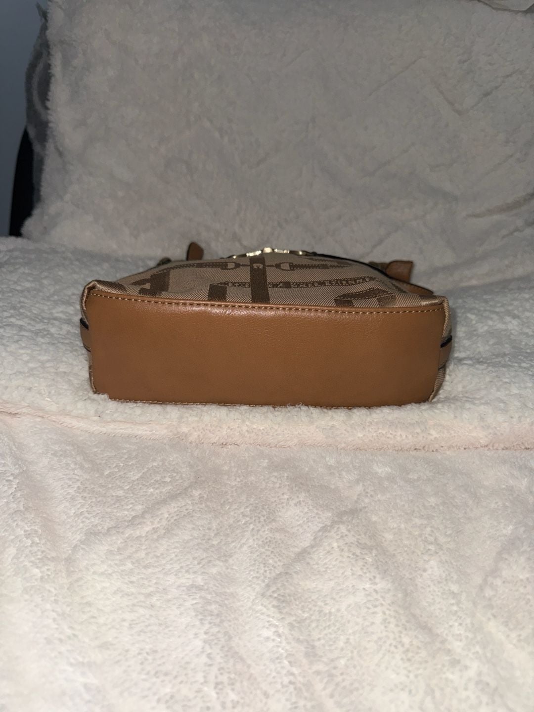 Etienne Aigner Tan Jacquard Monogram Shoulder Bag with Horsebit Detail 4