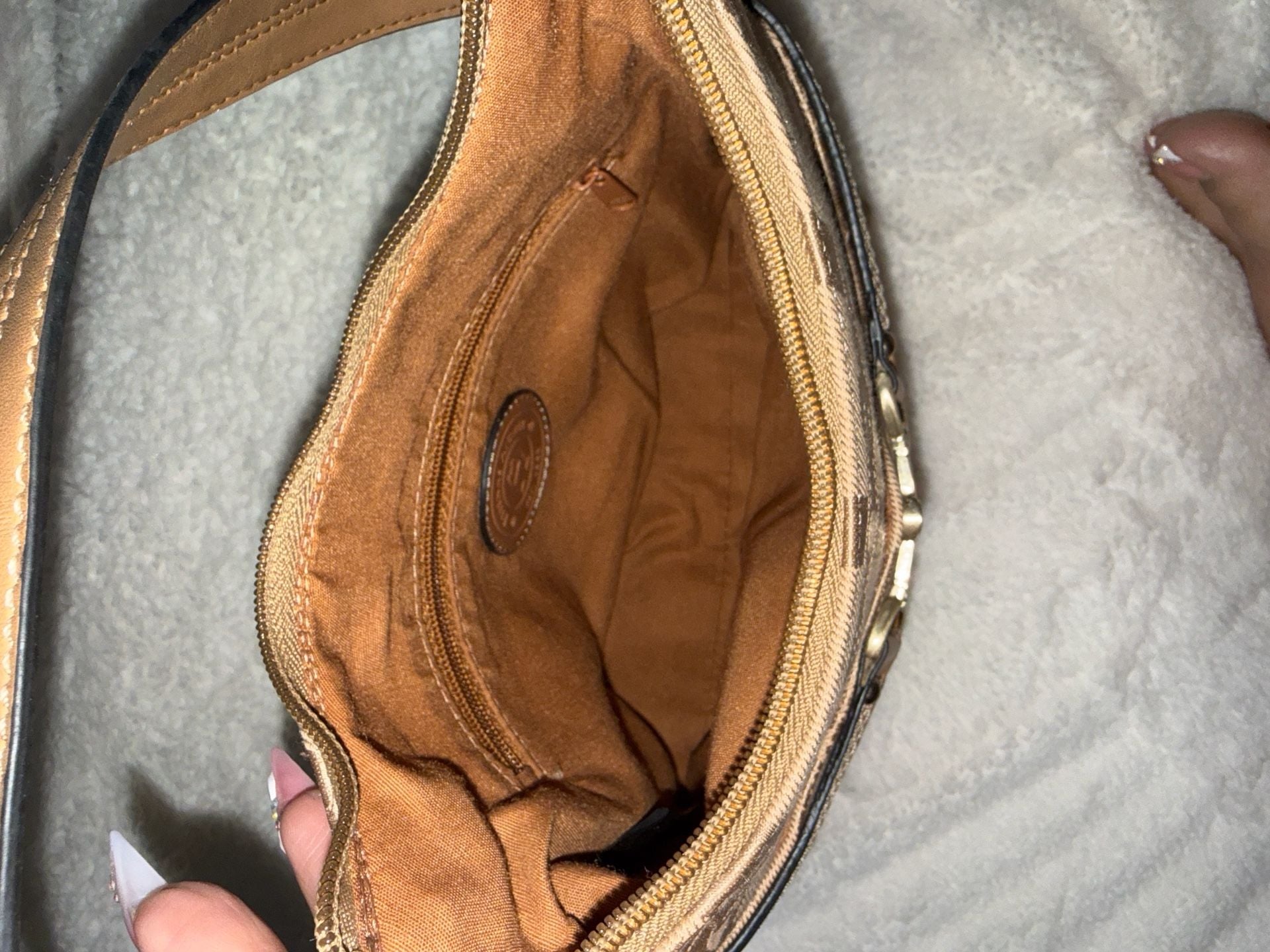 Etienne Aigner Tan Jacquard Monogram Shoulder Bag with Horsebit Detail 5