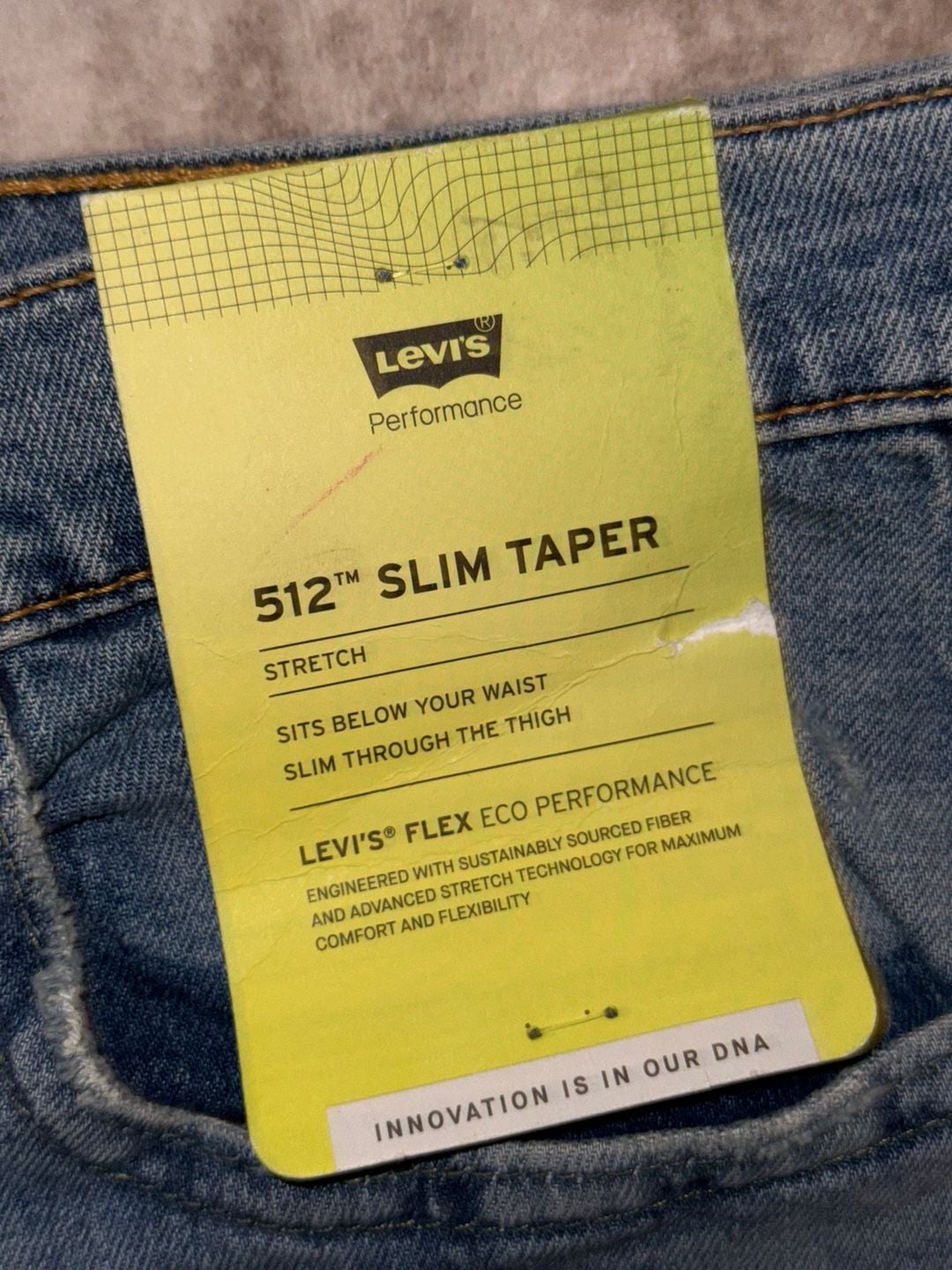 Levi's 512 Slim Taper Flex Eco Performance Distressed Jeans 32x32 3
